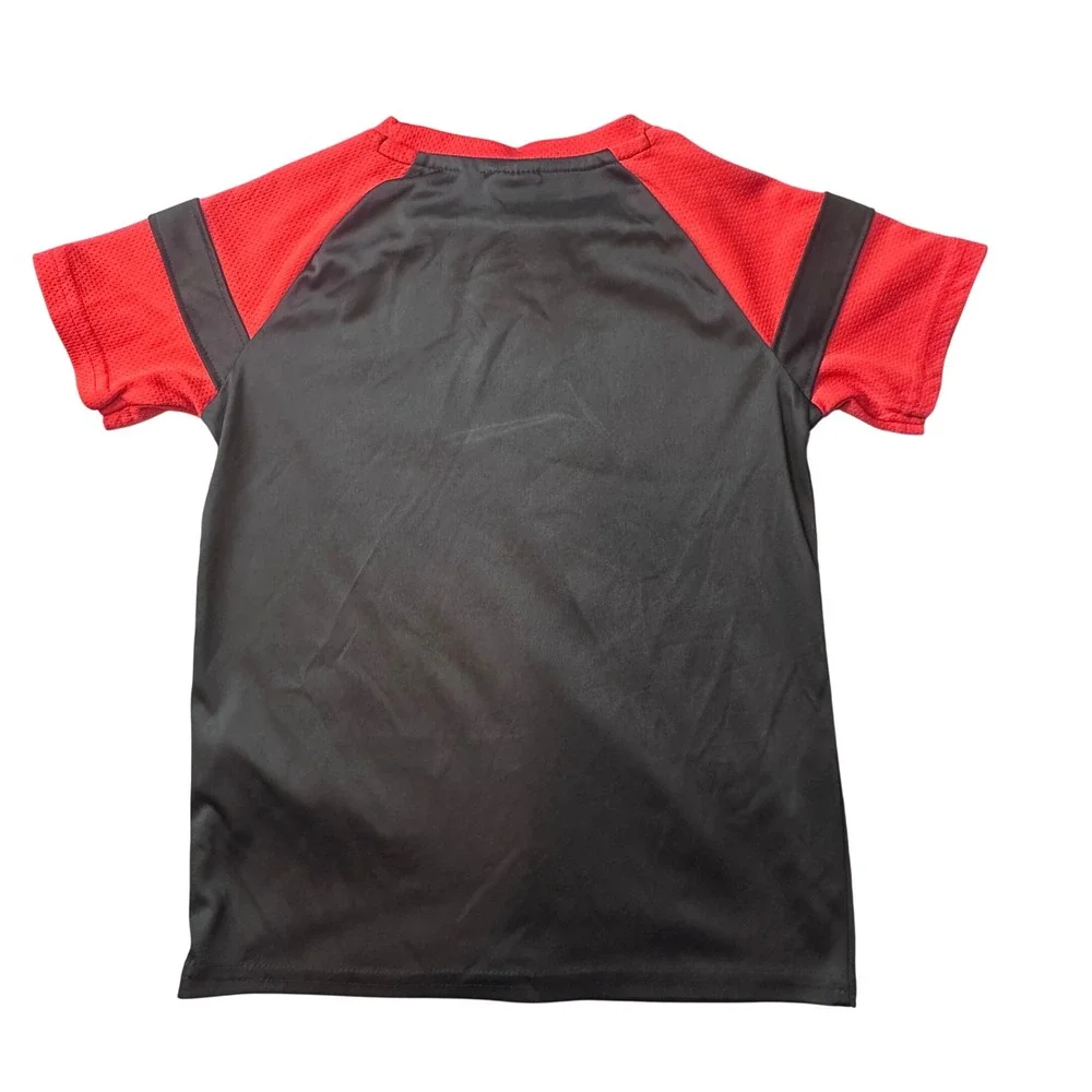 Puma T-Shirt Kids Size 5 Black Red Graphic Logo Active Short Sleeve Tee‎ Raglan